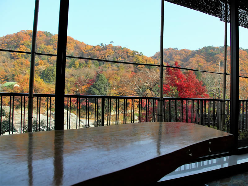 紅葉スポット長生館岩ざくらからの景色